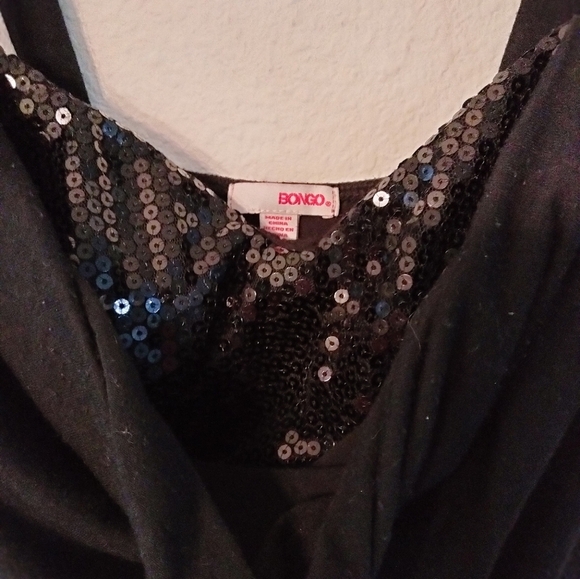 BONGO vintage y2k sequin cowl neck tank top black - Picture 3 of 4